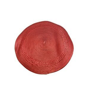 Red Woven Straw Placemats Set Of 4 15" Diameter Handcrafted Home Decor Dining